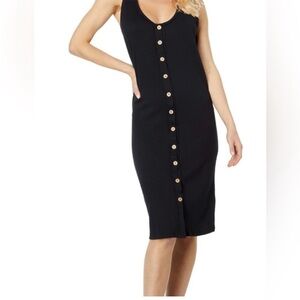 FP We The Free Black Gia Ribbed Midi-Dress